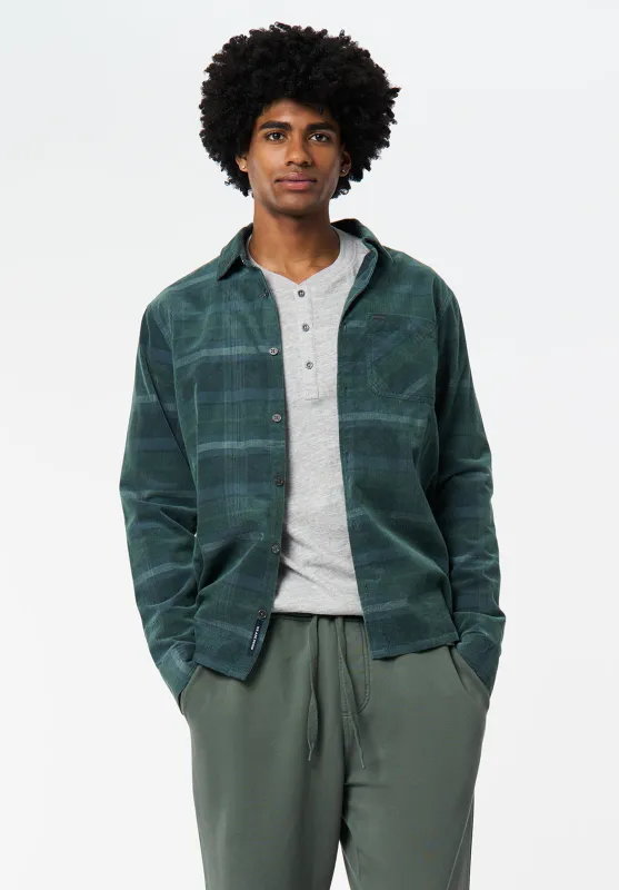 Sinclair Men’s Long-Sleeve Plaid Corduroy Shirt with Chest Pocket, Whale - BM24693 made by Buffalo David Bitton