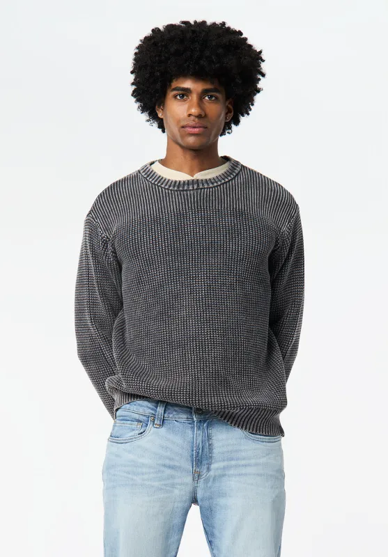 Washy Men's Textured Knit Crewneck Sweater, Black - BM24698 sold by Buffalo Jeans