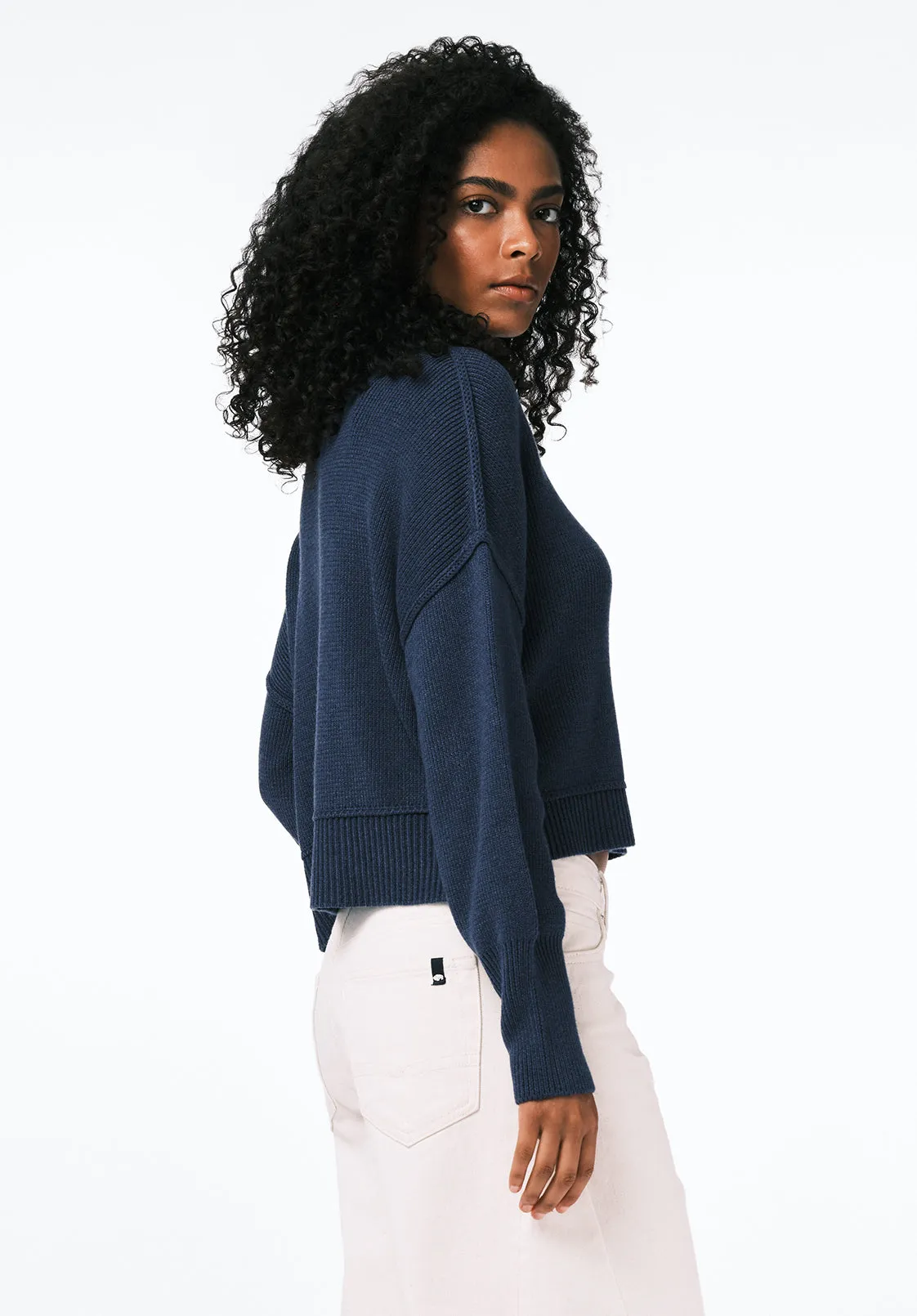 Seema Women's Dropped Sleeve Loose-Fit Cropped Sweater, Oceana - SW0142 sold by Buffalo Jeans product image thumbnail 2