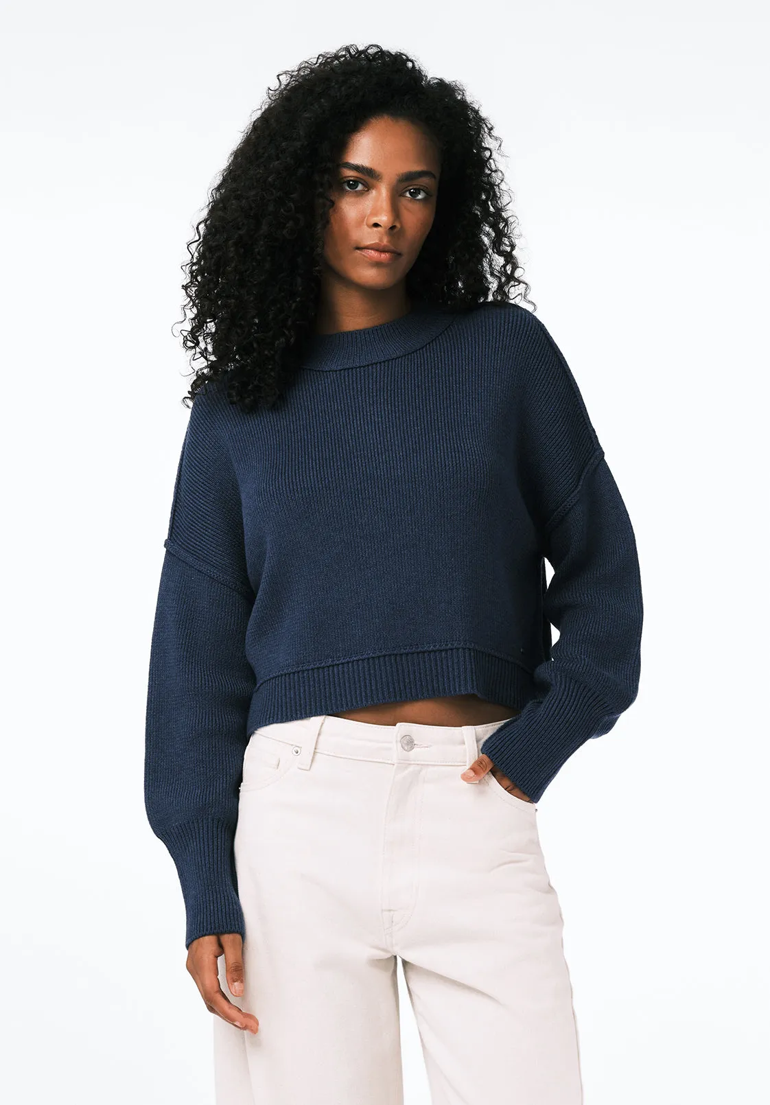 Seema Women's Dropped Sleeve Loose-Fit Cropped Sweater, Oceana - SW0142 sold by Buffalo Jeans