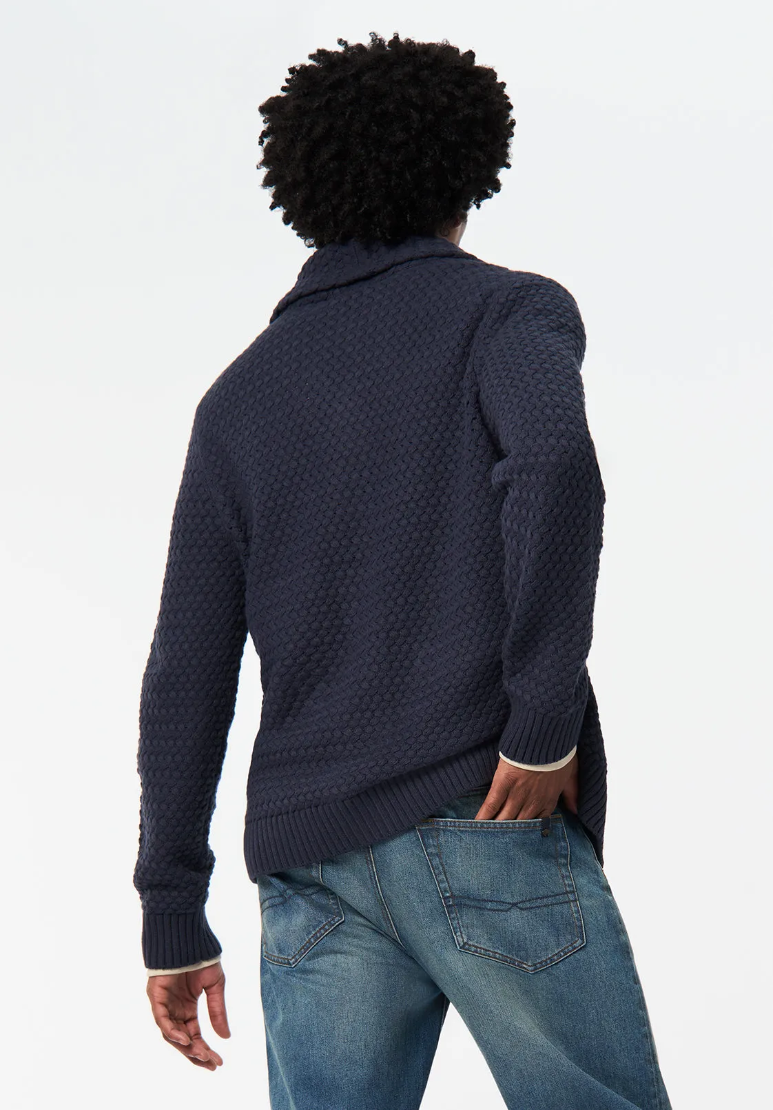 Wendell Men's Textured Shawl Collar Relaxed Cardigan, Whale - BM24697 sold by Buffalo Jeans product image thumbnail 3