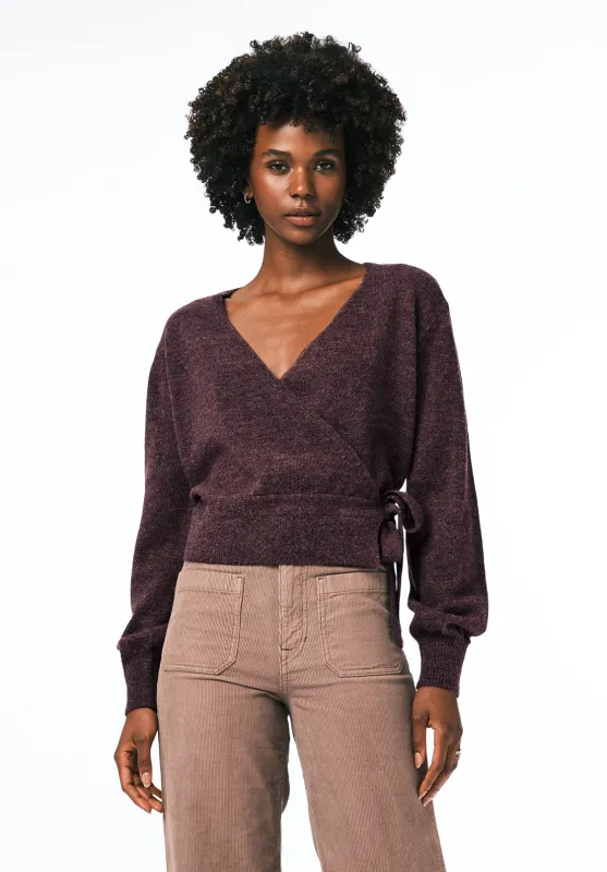 Jadis Women's Textured Knit Wrap Sweater with Side Tie, Fig - SW0099 sold by Buffalo Jeans
