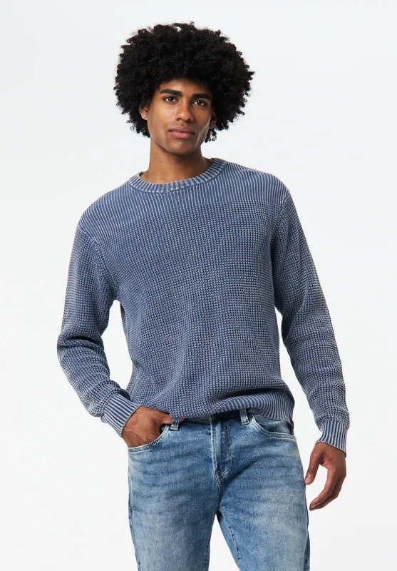 Washy Men's Textured Knit Crewneck Sweater, Whale - BM24698 sold by Buffalo Jeans