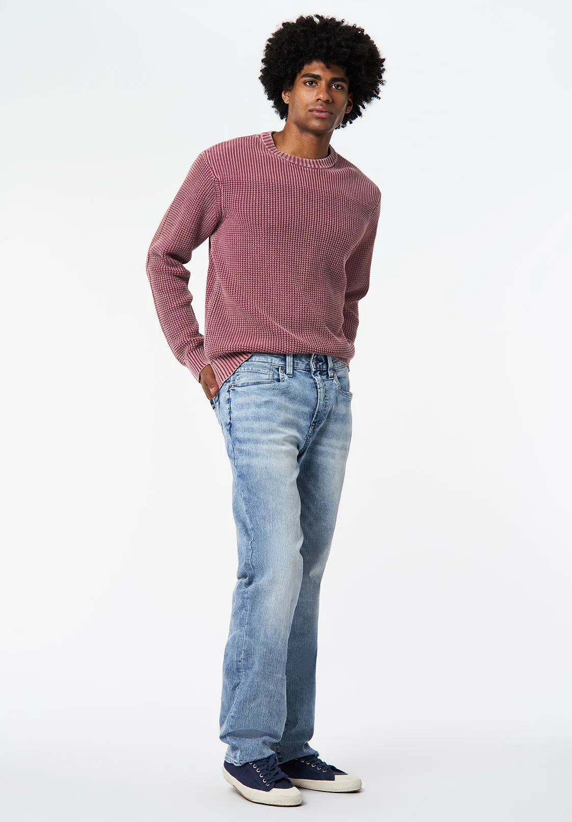 Washy Men's Textured Knit Crewneck Sweater, Maroon Banner - BM24698 sold by Buffalo Jeans product image thumbnail 4
