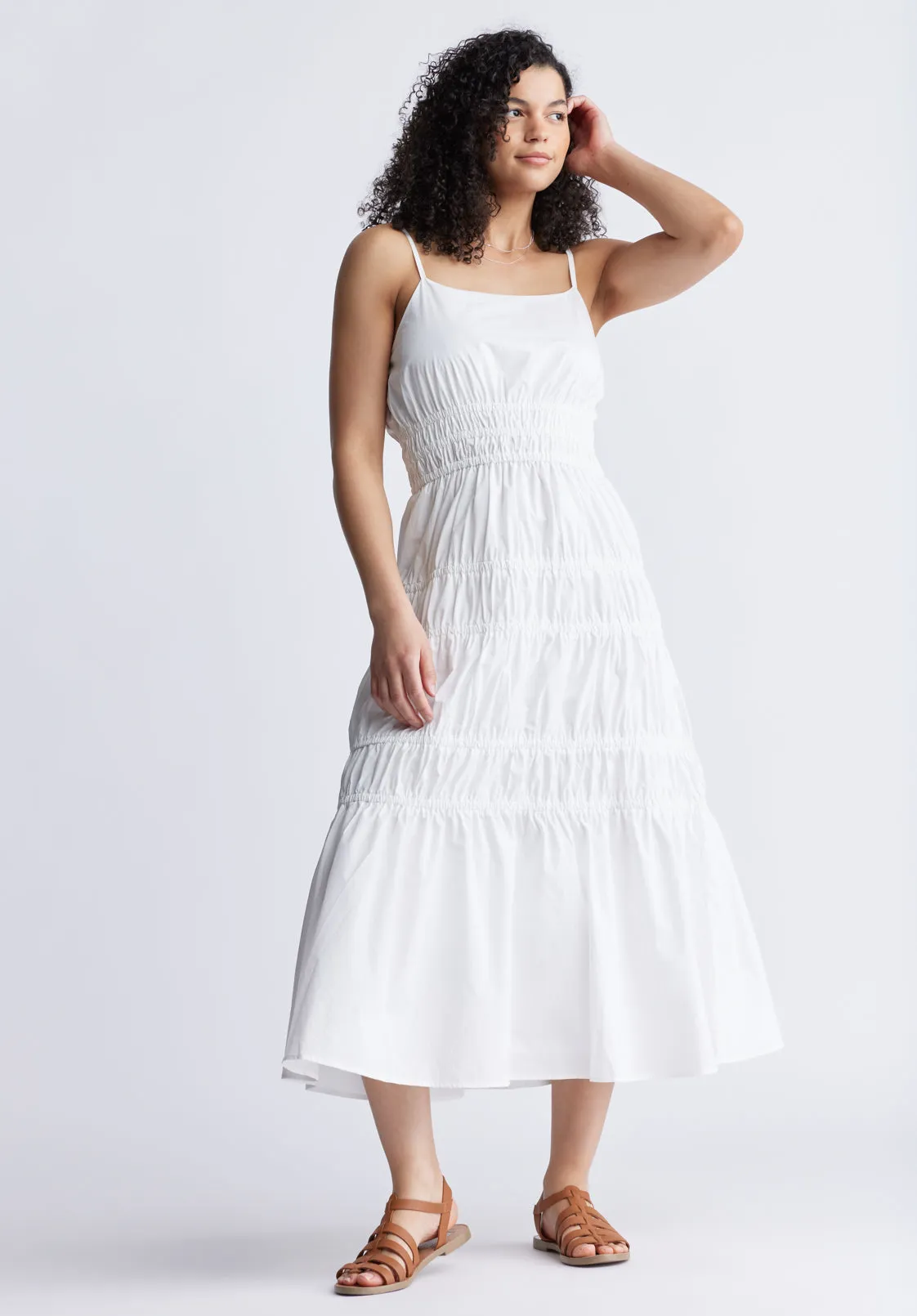 Balia Women's Long Ruched Tiered Dress, White - WD0047S sold by Buffalo Jeans product image thumbnail 5