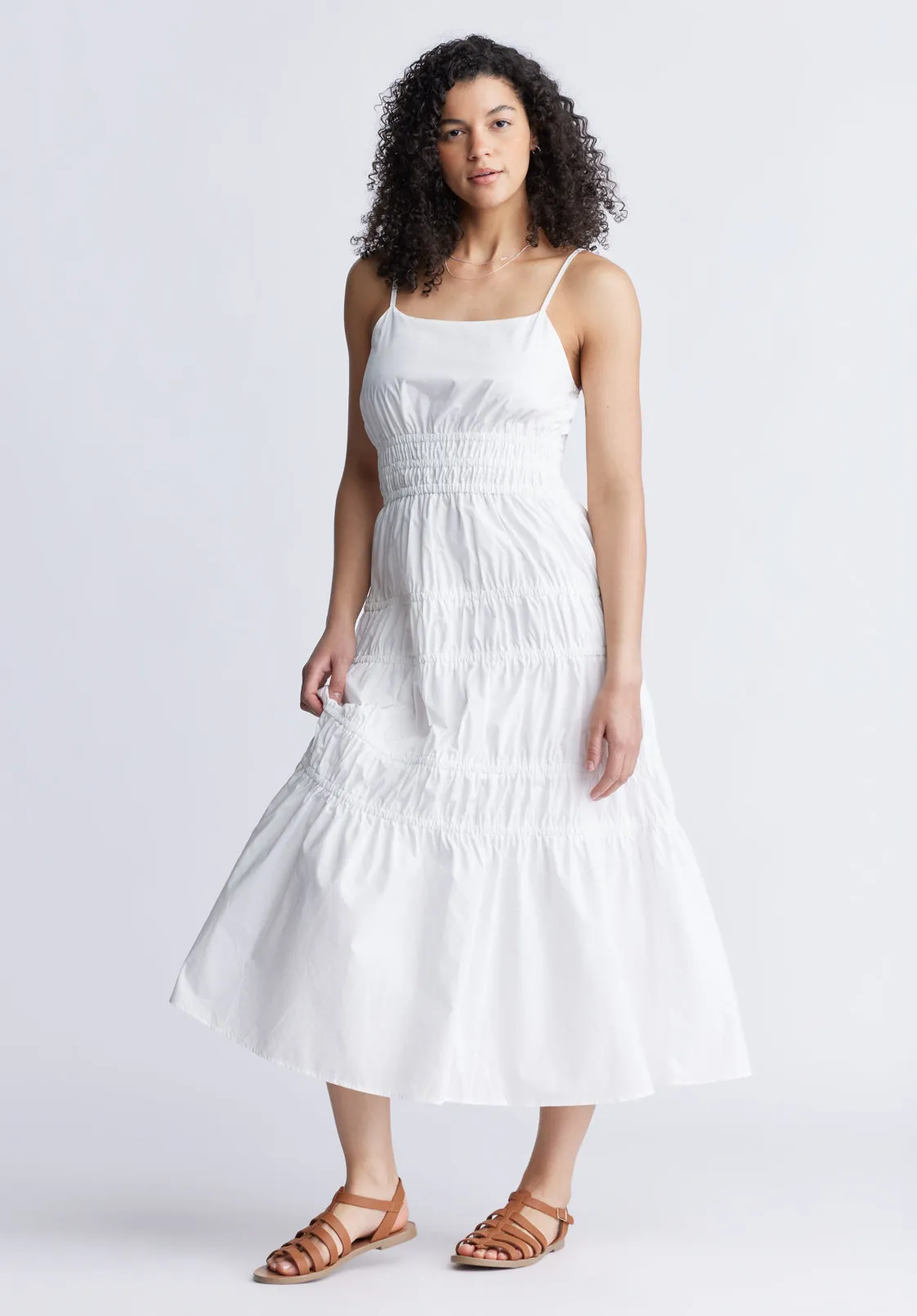 Balia Women's Long Ruched Tiered Dress, White - WD0047S sold by Buffalo Jeans product image thumbnail 3