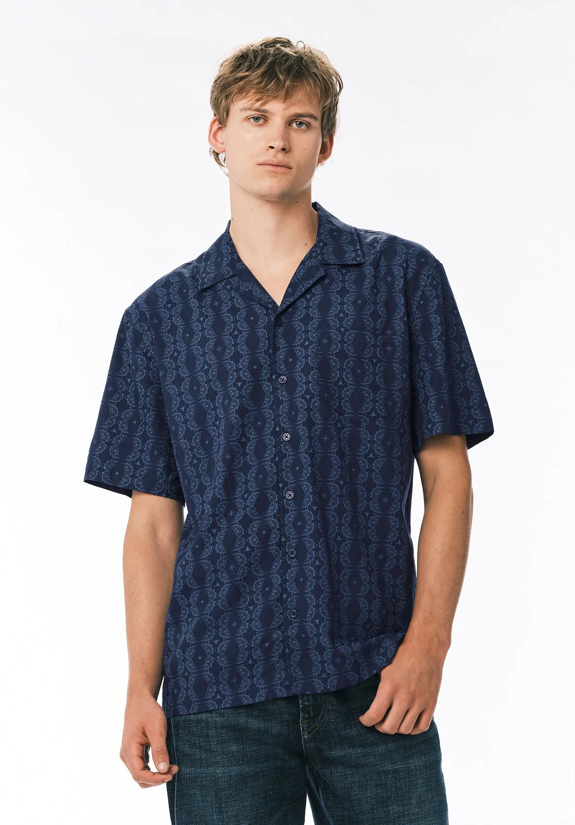 Sandro Men's Printed Short-Sleeve Camp Shirt, Whale - BM24768 sold by Buffalo Jeans