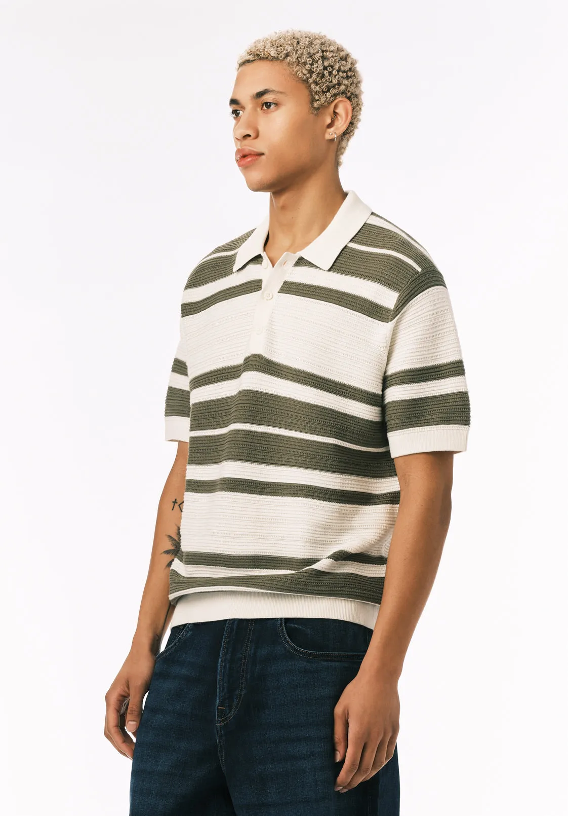 Wildero Men's Short Sleeve Sweater Polo, Army Green - BM24785 sold by Buffalo Jeans product image thumbnail 4