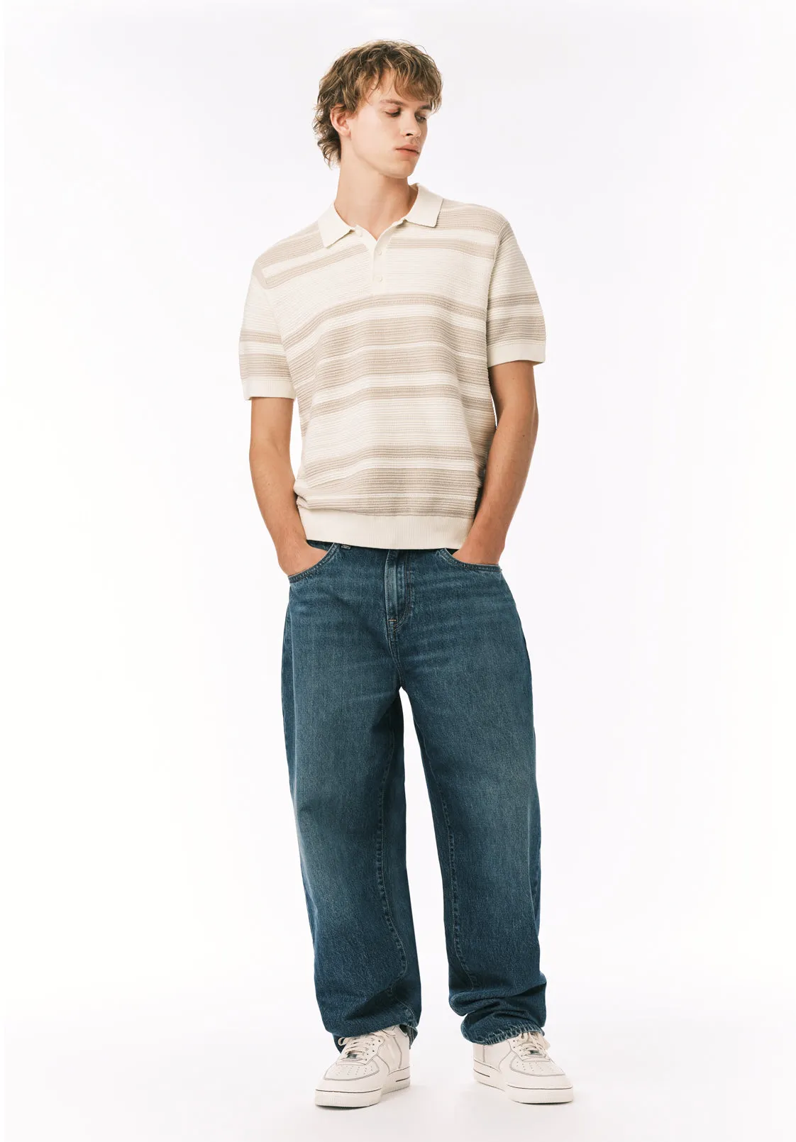 Wildero Men's Short Sleeve Sweater Polo, Moonbeam - BM24785 sold by Buffalo Jeans product image thumbnail 3