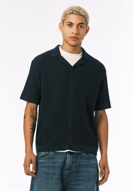 Waldir Men's Short Sleeve Sweater Shirt, Whale - BM24795 made by Buffalo David Bitton