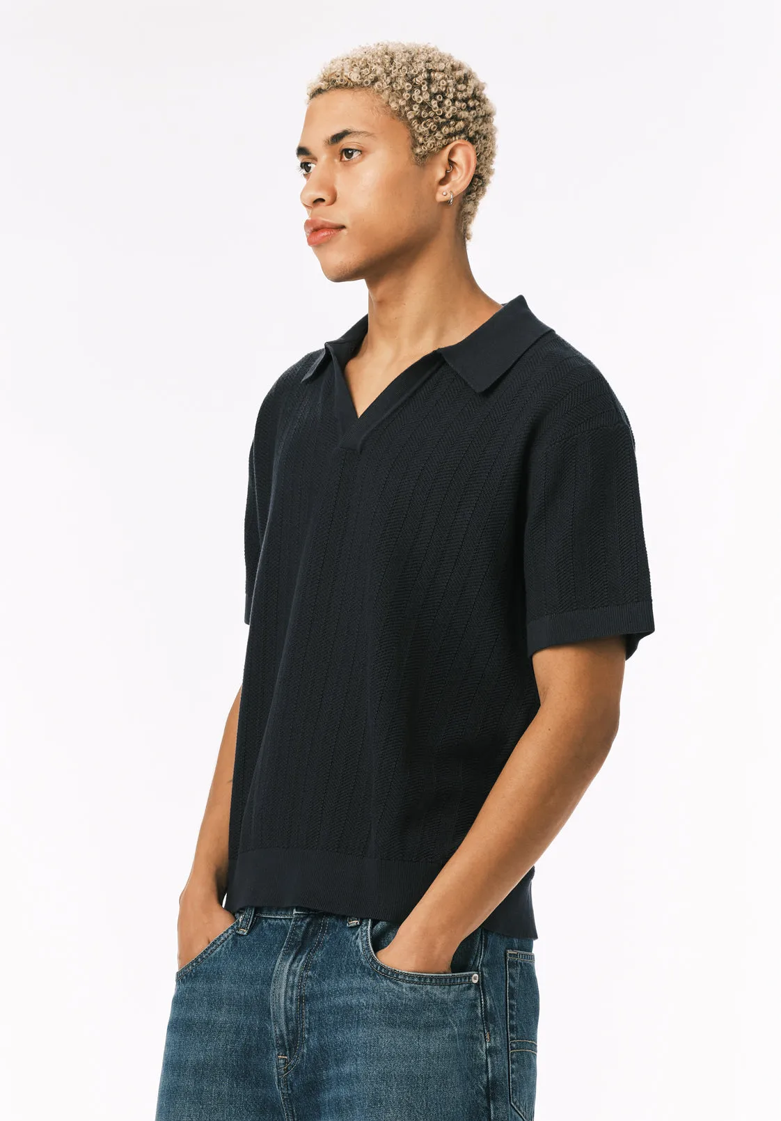 Wotex Men’s Short Sleeve Sweater Polo, Midnight Blue - BM24896 sold by Buffalo Jeans product image thumbnail 4
