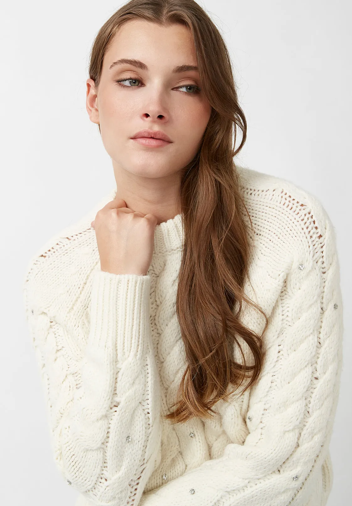Magari Women's Embellished Cable Knit Sweater, Ivory - SW0030H sold by Buffalo Jeans product image thumbnail 5