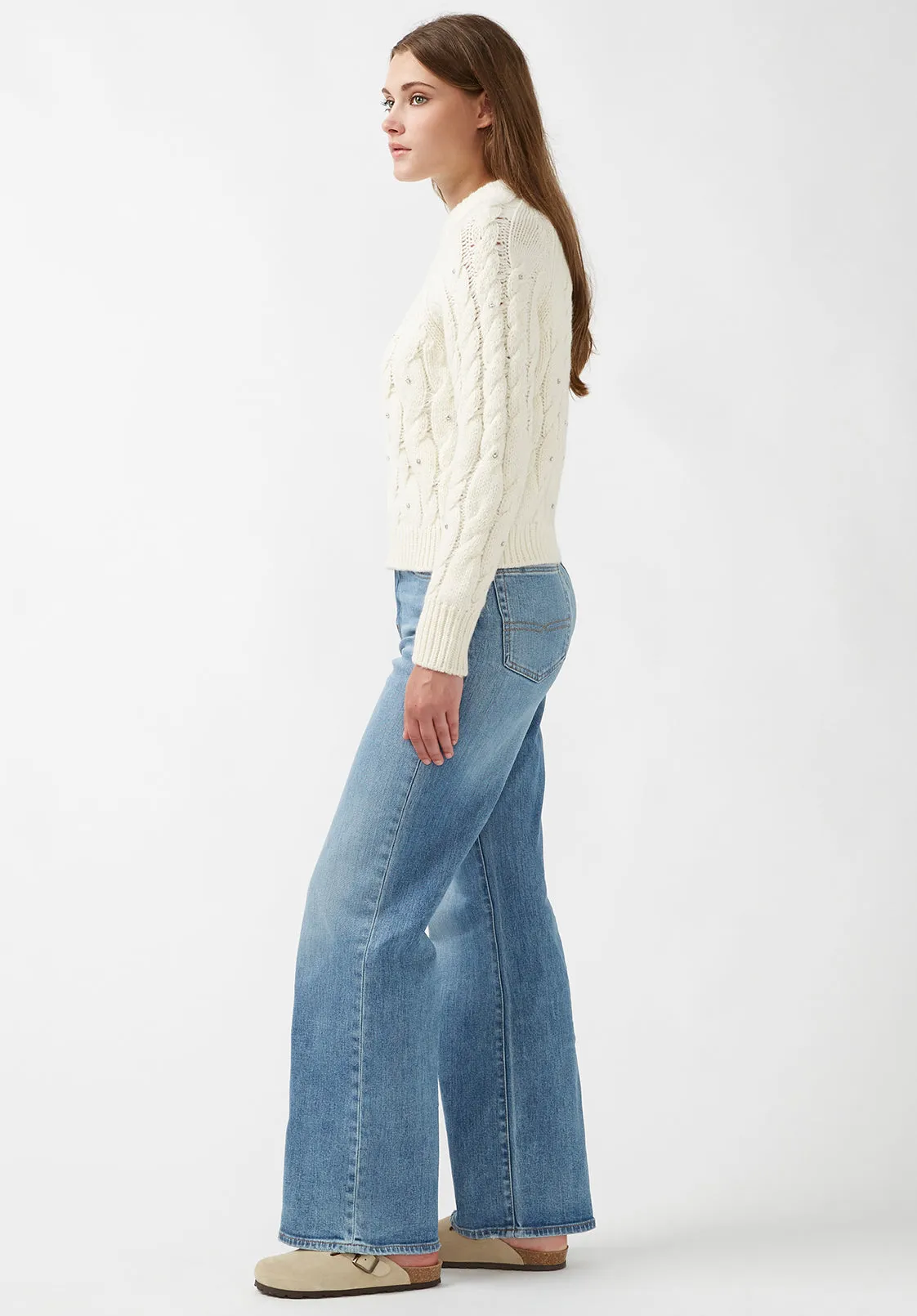 Magari Women's Embellished Cable Knit Sweater, Ivory - SW0030H sold by Buffalo Jeans product image thumbnail 4