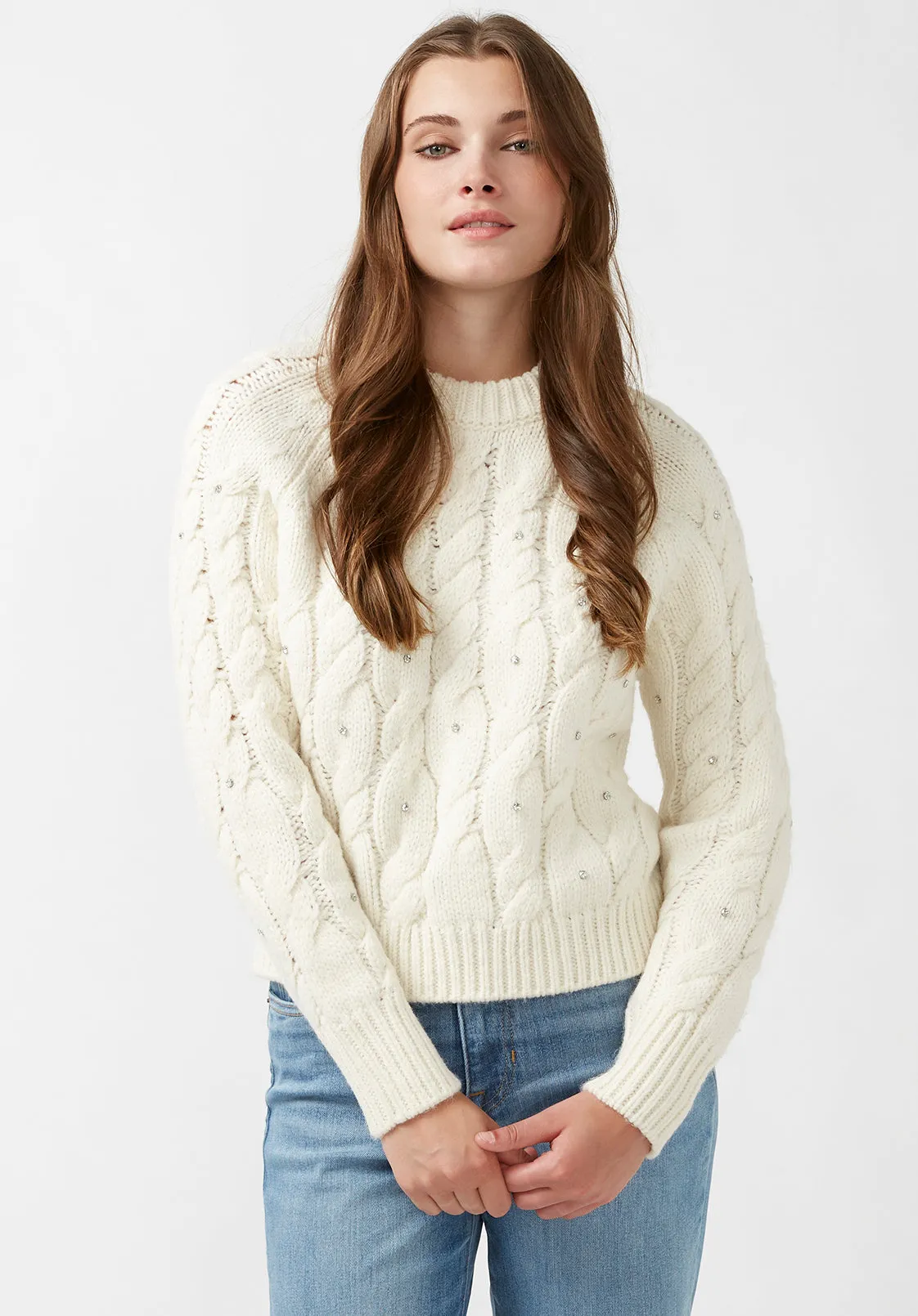 Magari Women's Embellished Cable Knit Sweater, Ivory - SW0030H sold by Buffalo Jeans product image thumbnail 2