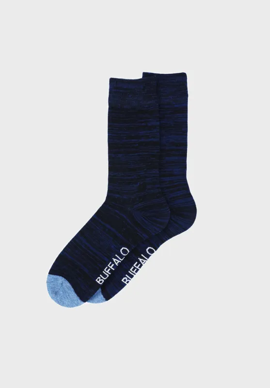 Navy Mixed Yarn Slub Dress Socks - BUMC002 made by Buffalo Jeans