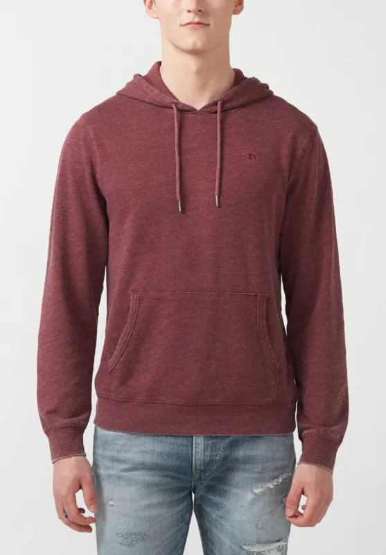 Farman Men’s Lightweight Hooded Sweatshirt, Dark Red - BM24171 made by Buffalo David Bitton