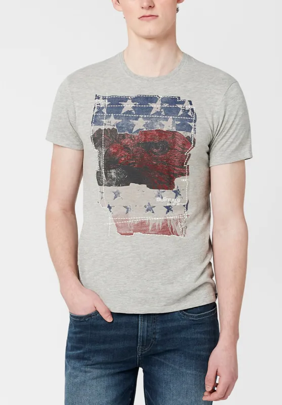 Tuca Americana Men's Flag T-Shirt in Grey - BM23763 made by Buffalo Jeans