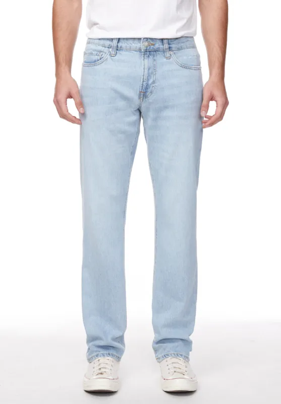 Relaxed Straight Driven Men's Jeans in Crinkled and Sanded Light Blue - BM22922 sold by Buffalo Jeans