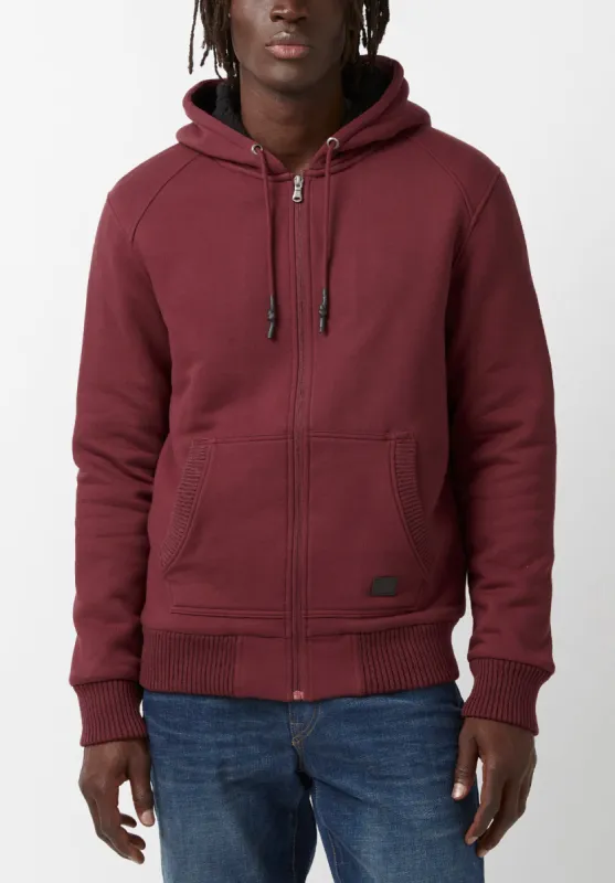 Fasox Men's Zip-Up Hooded Jacket with Sherpa Lining, Oxblood red - BM24161 sold by Buffalo Jeans