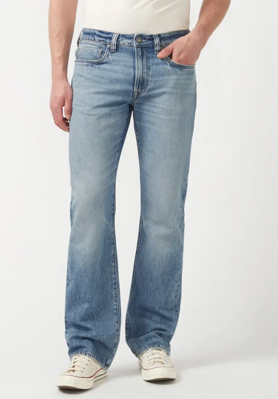 Relaxed Boot Game Men's Jeans in Distressed and Whiskered Blue - BM22917 sold by Buffalo Jeans