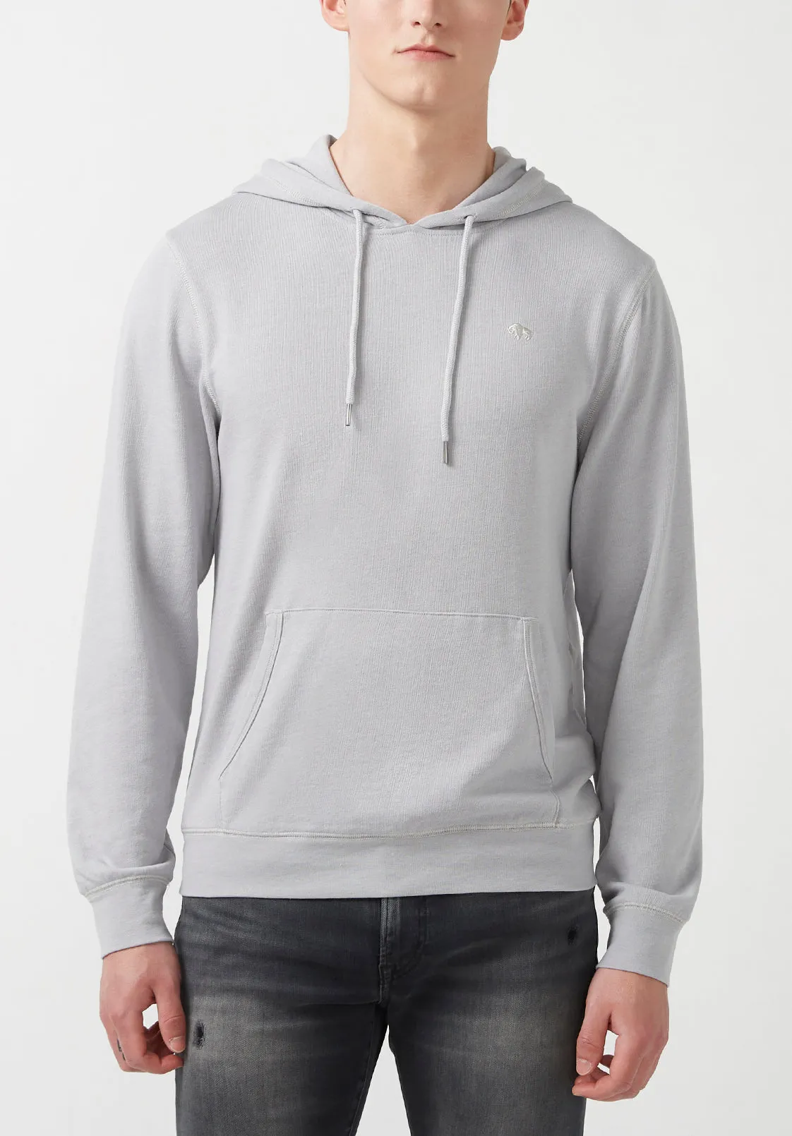 Farman Men’s Lightweight Hooded Sweatshirt, Light Grey - BM24171 sold by Buffalo Jeans