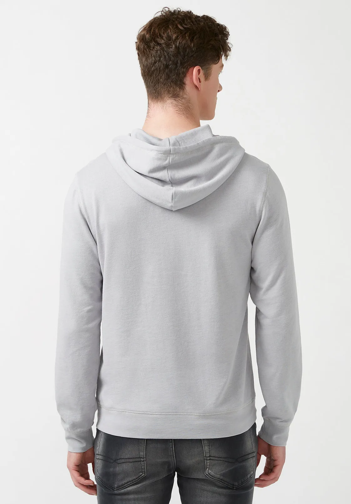 Farman Men’s Lightweight Hooded Sweatshirt, Light Grey - BM24171 sold by Buffalo Jeans product image thumbnail 3