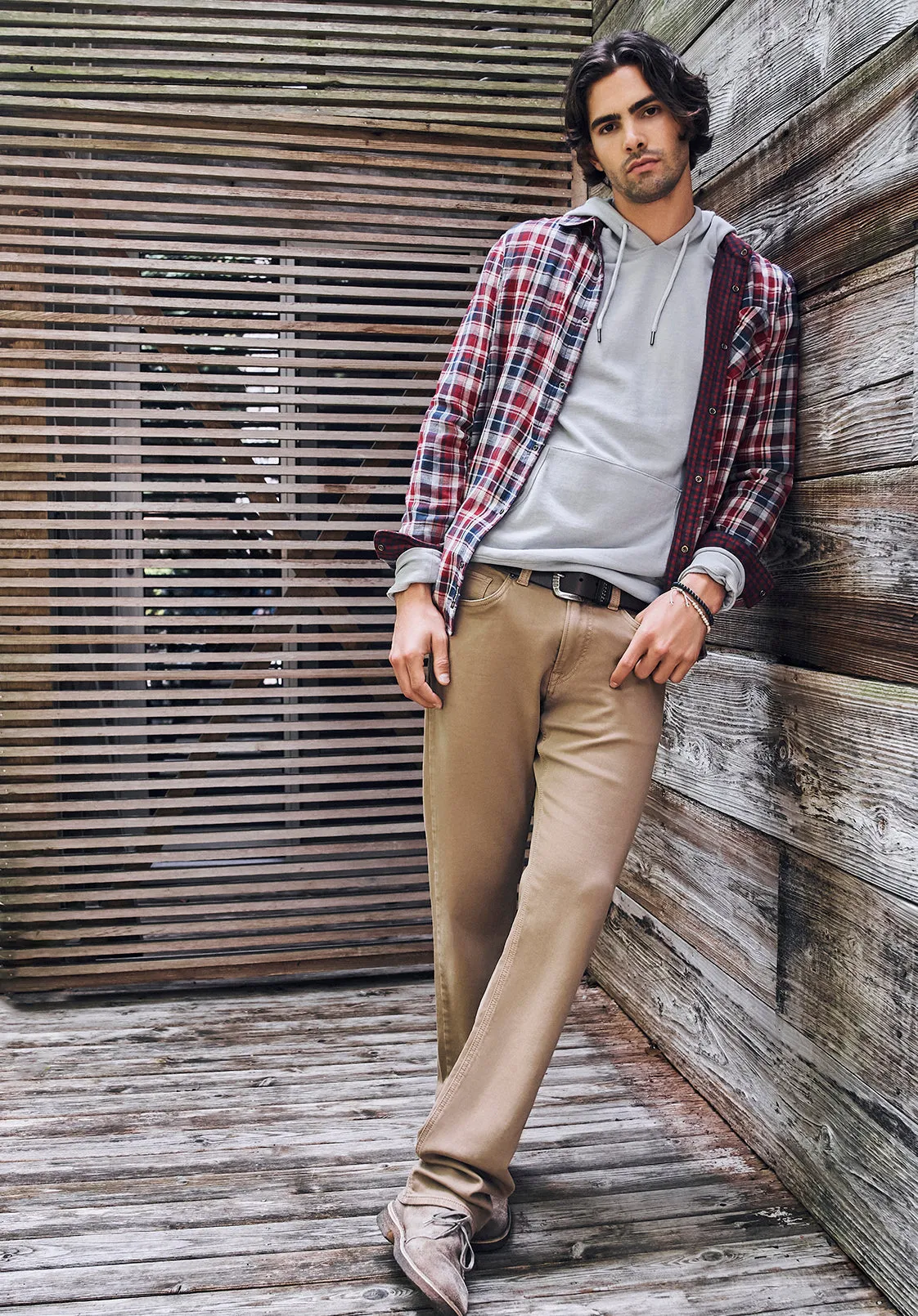 Farman Men’s Lightweight Hooded Sweatshirt, Light Grey - BM24171 sold by Buffalo Jeans product image thumbnail 2