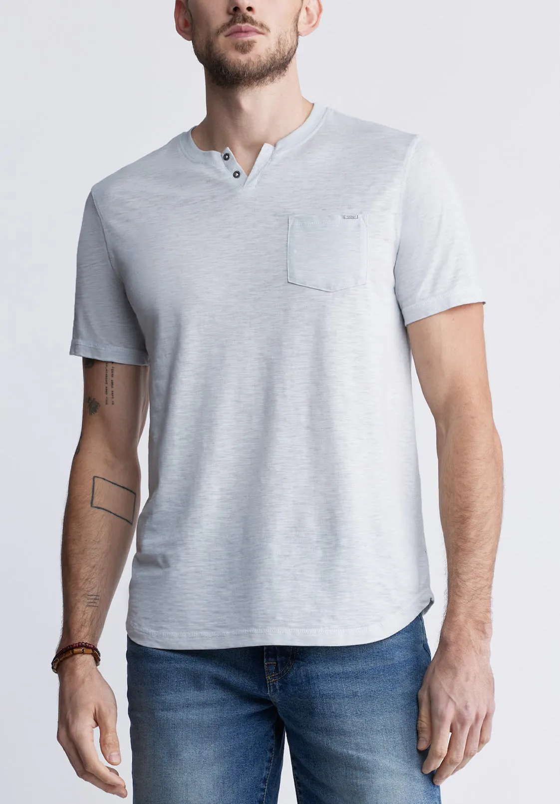 Kadyo Men's Pocket Henley Top in Charlie Grey - BM24345 sold by Buffalo Jeans