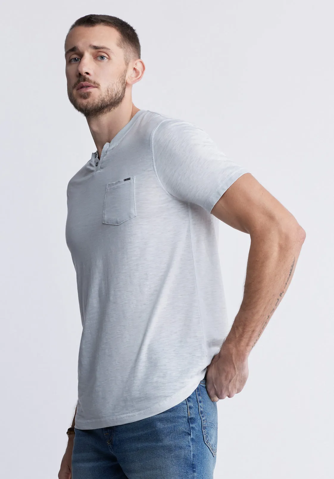 Kadyo Men's Pocket Henley Top in Charlie Grey - BM24345 sold by Buffalo Jeans product image thumbnail 3