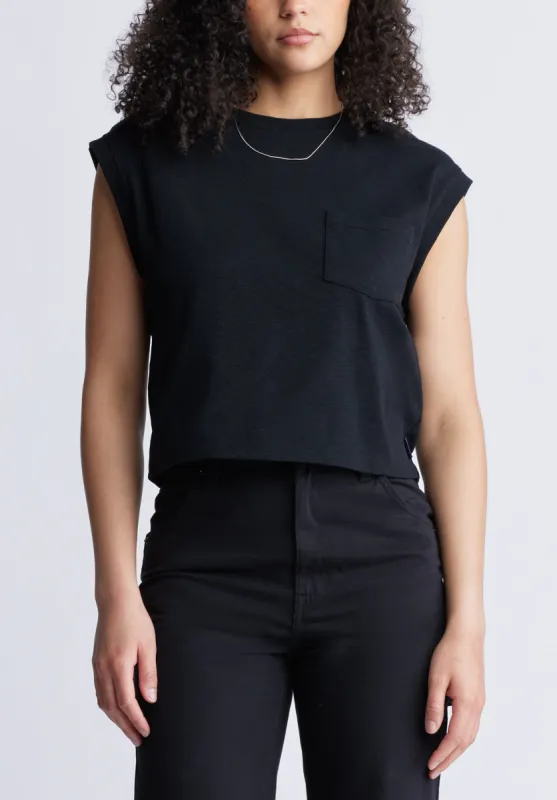 Amandine Women's Cap-Sleeve Crop Top, Black - KT0149S sold by Buffalo Jeans