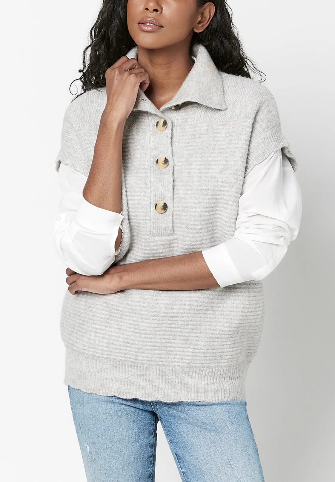 Funnel Neck Larissa Sweater Vest - SW0535F sold by Buffalo Jeans