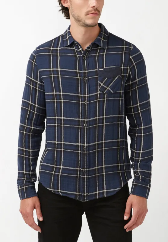 Sujay Men's Long-Sleeve Shirt in Navy Plaid - BM24117 sold by Buffalo Jeans