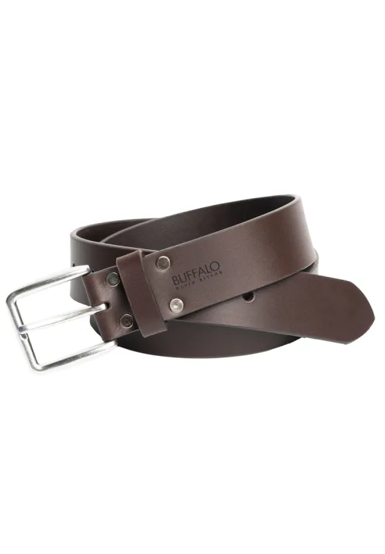 Smooth Full Grain Brown Buffalo Leather Belt - BB1001C13 sold by Buffalo Jeans