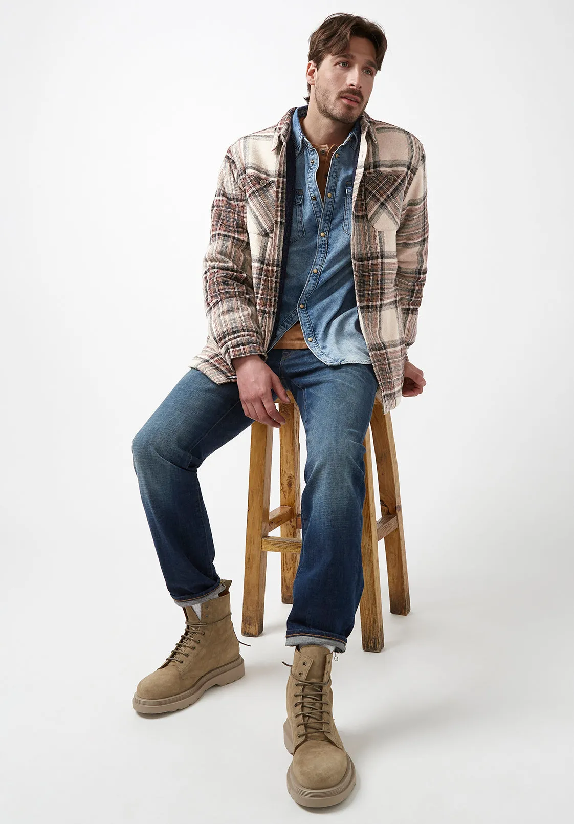 Jorum Men’s Shacket in Beige Brown Plaid - BM24040 sold by Buffalo Jeans product image thumbnail 4