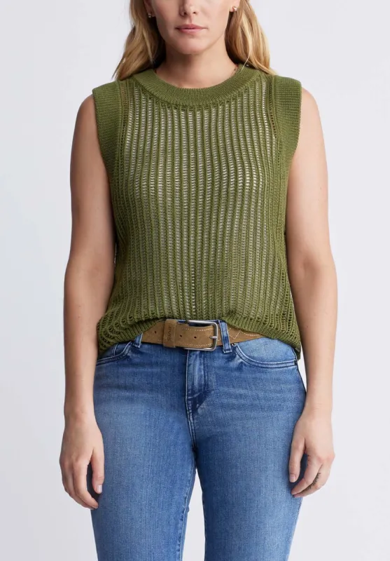 Syden Women’s Openwork Knit Tank Top in Olive Green - SW0060P sold by Buffalo Jeans