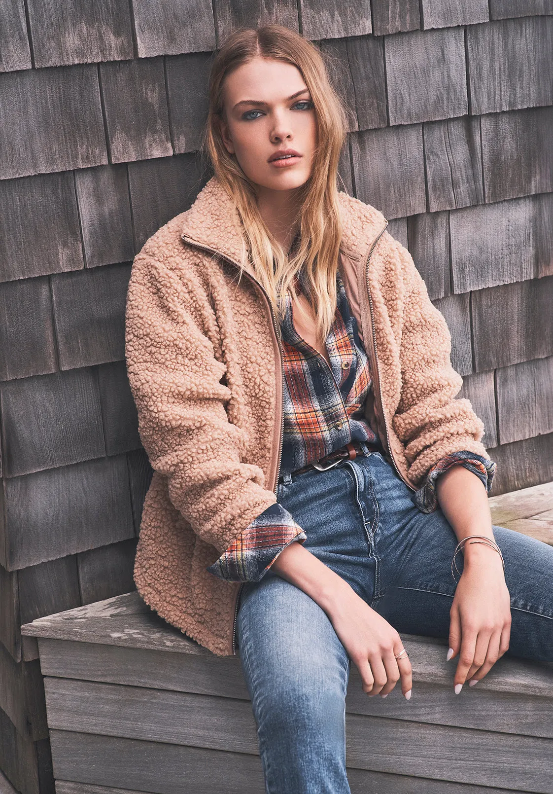Caterina Women's Full Zip Sherpa Jacket, Vintage Caramel - JK0015F sold by Buffalo Jeans product image thumbnail 2