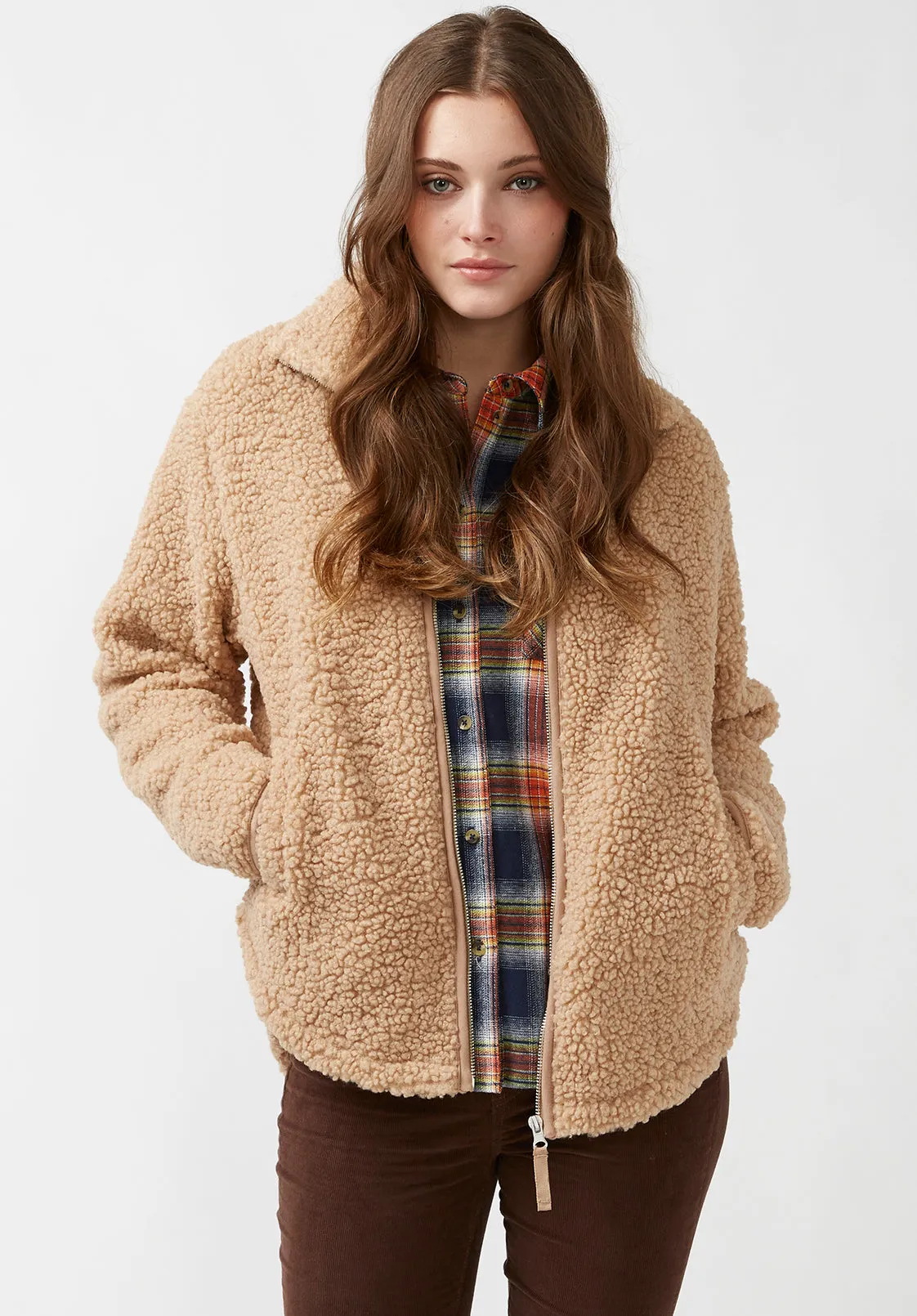 Caterina Women's Full Zip Sherpa Jacket, Vintage Caramel - JK0015F sold by Buffalo Jeans product image thumbnail 4