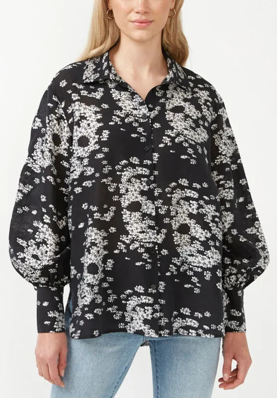Hayley Women's Buttons Down Blouse in Black Floral Skull - WT0059F sold by Buffalo Jeans