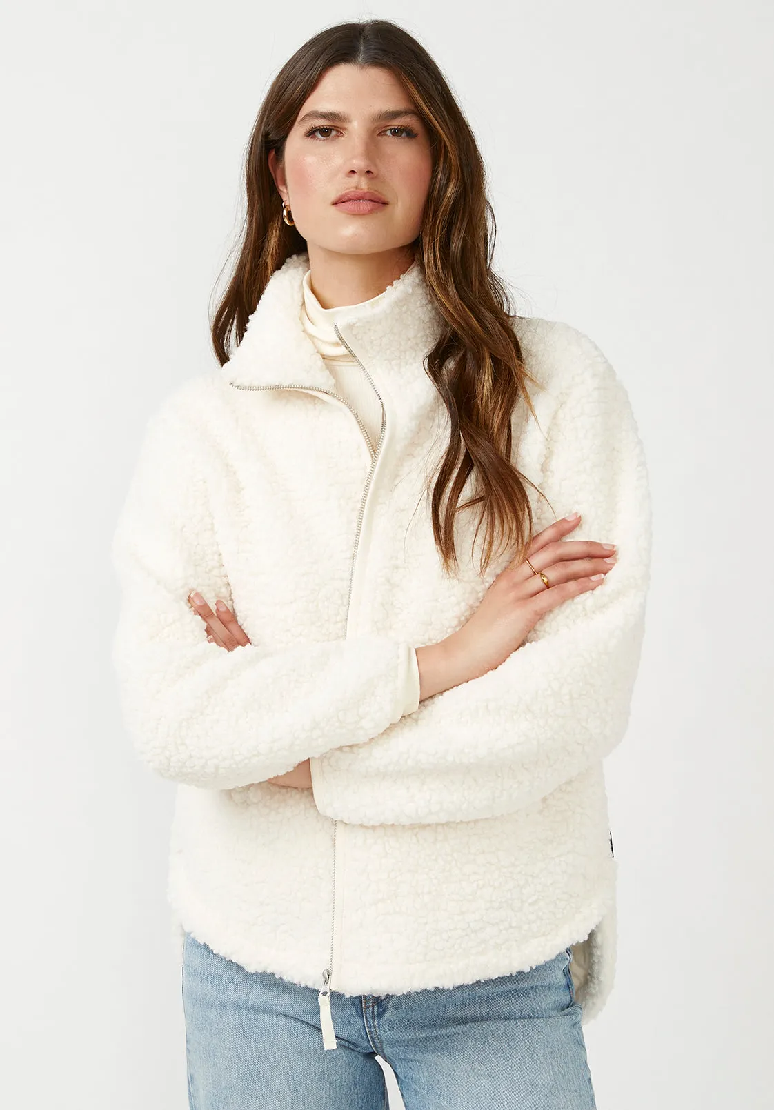 Caterina Women's Full Zip Sherpa Jacket, Marled Oatmeal - JK0015F sold by Buffalo Jeans product image thumbnail 3