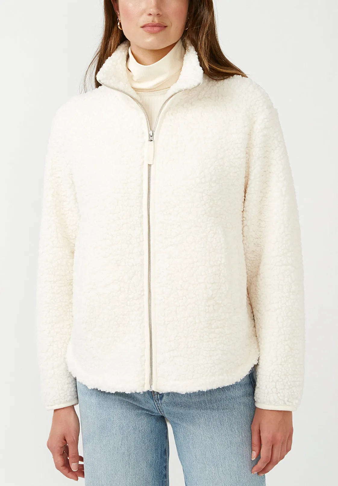 Caterina Women's Full Zip Sherpa Jacket, Marled Oatmeal - JK0015F sold by Buffalo Jeans