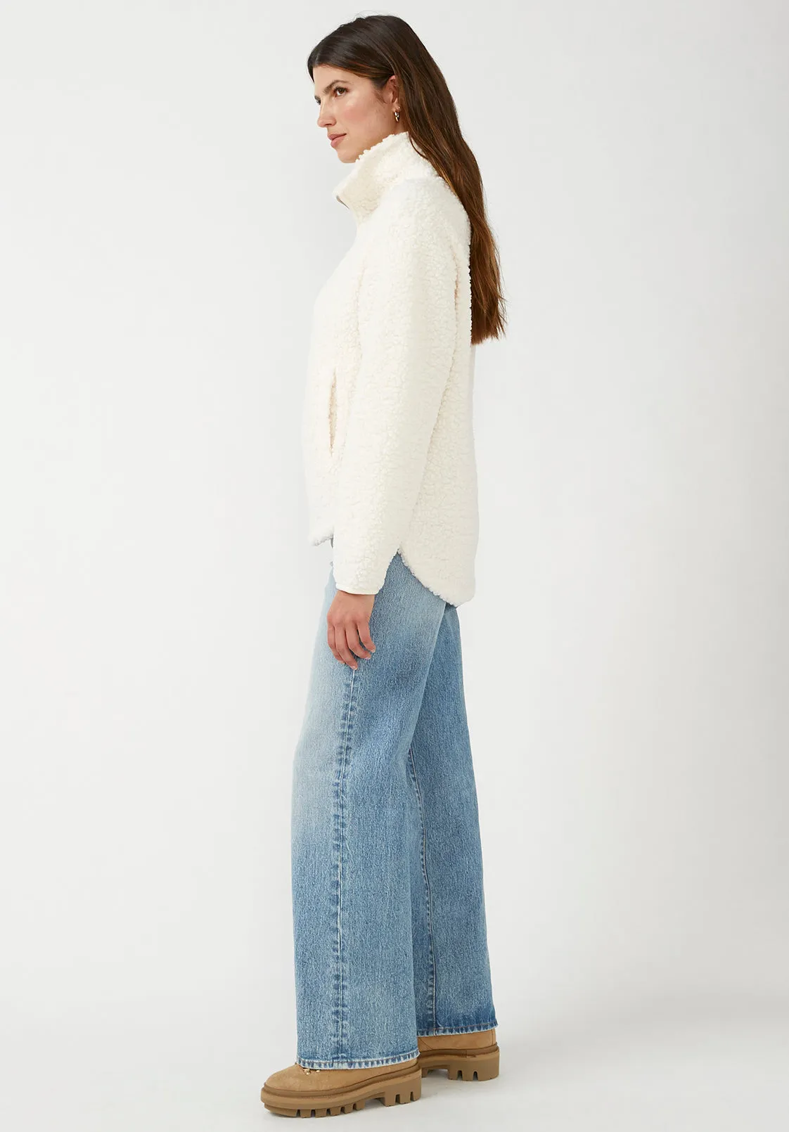 Caterina Women's Full Zip Sherpa Jacket, Marled Oatmeal - JK0015F sold by Buffalo Jeans product image thumbnail 4