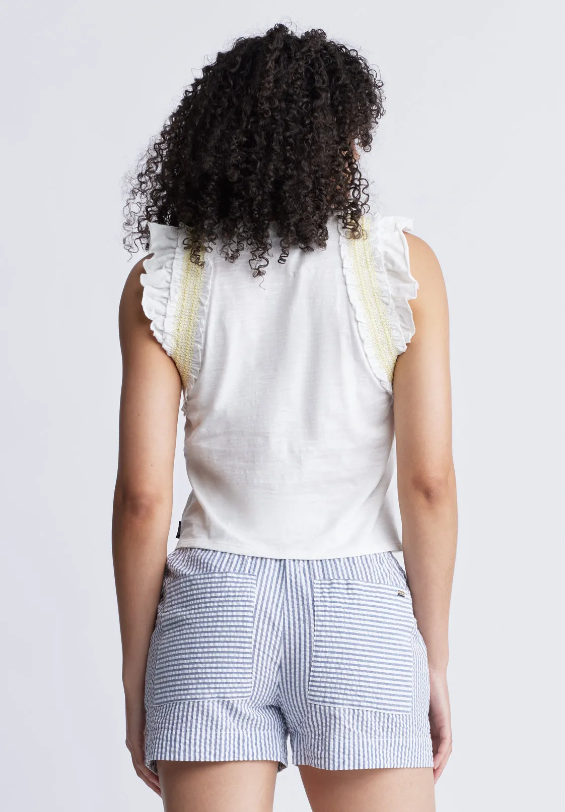 Betina Women's Ruffled Cropped Top, White - KT0143S sold by Buffalo Jeans product image thumbnail 5