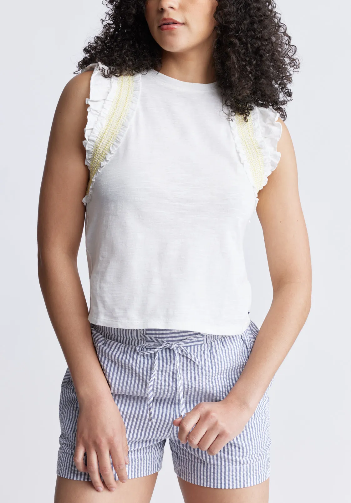 Betina Women's Ruffled Cropped Top, White - KT0143S sold by Buffalo Jeans