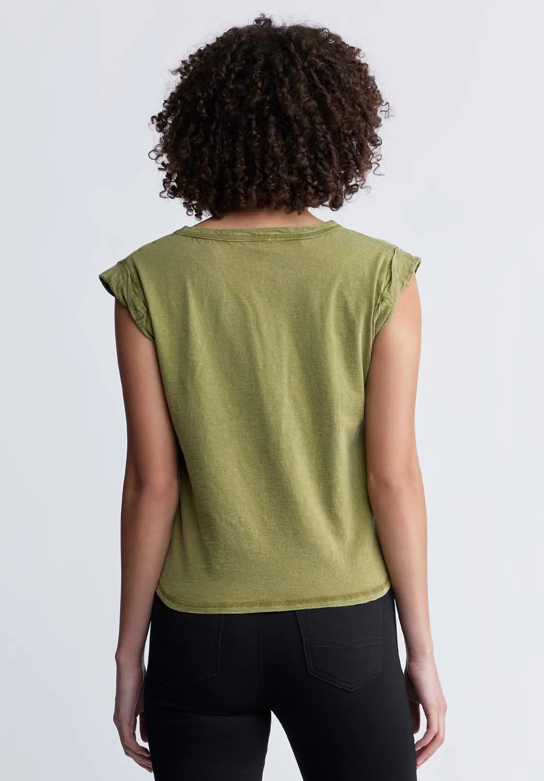 Elayne Women’s Cap Sleeve Top in Olive Branch - KT0130P sold by Buffalo Jeans product image thumbnail 4