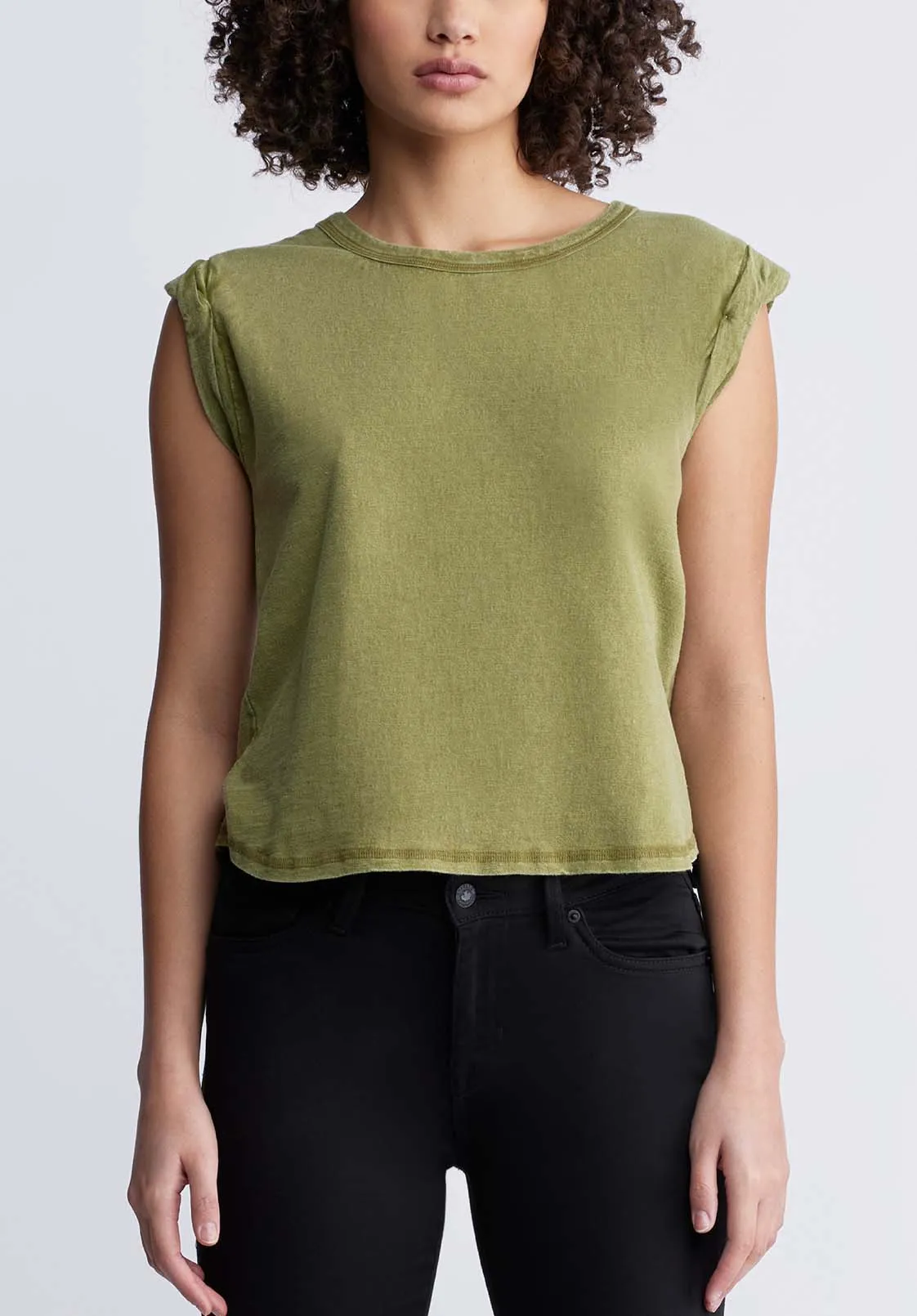 Elayne Women’s Cap Sleeve Top in Olive Branch - KT0130P sold by Buffalo Jeans