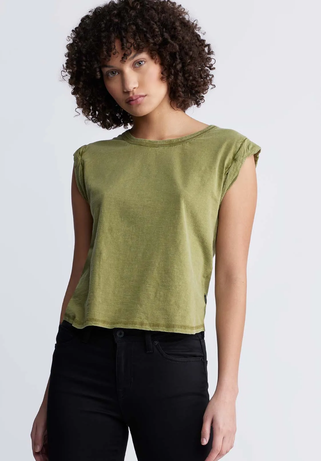 Elayne Women’s Cap Sleeve Top in Olive Branch - KT0130P sold by Buffalo Jeans product image thumbnail 3