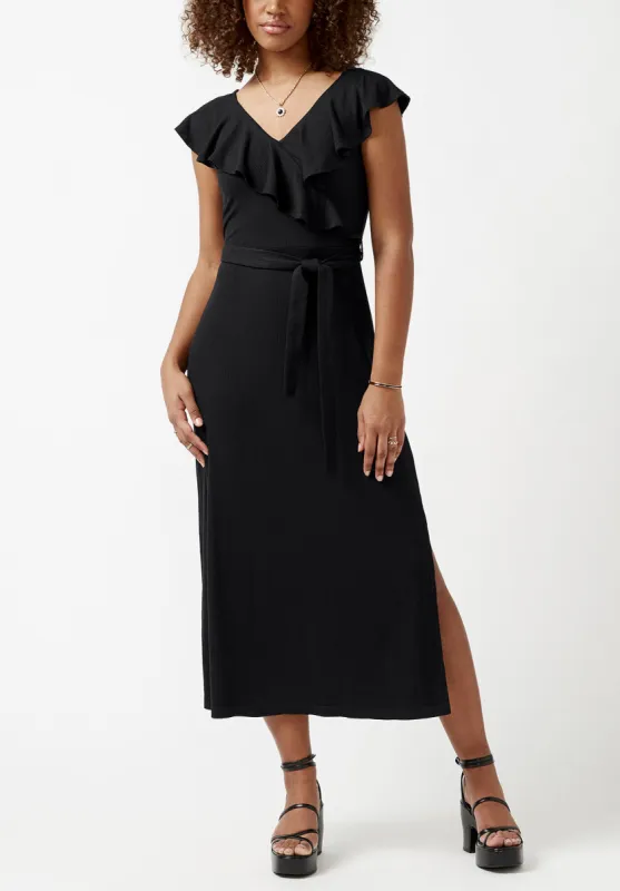 Mathilde Black Ruffle Knit Dress - KD0001S sold by Buffalo Jeans