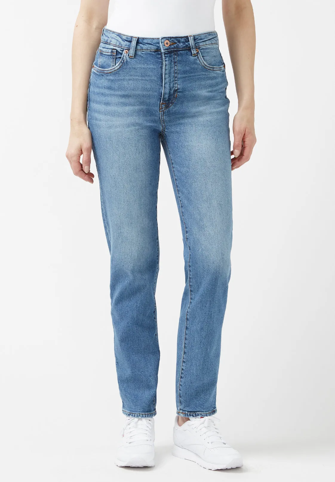 High Rise Straight Jayden Women's Jeans in Veined and Contrasted Blue - BL15844 sold by Buffalo Jeans