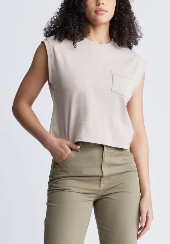 Amandine Women's Cap-Sleeve Crop Top, Tan - KT0149S sold by Buffalo Jeans