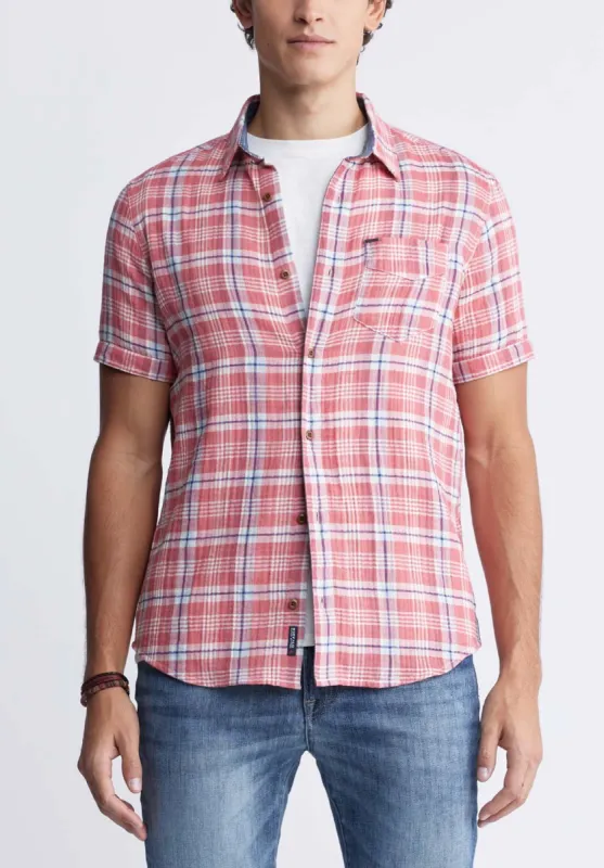 Sirilo Men’s Plaid Short-Sleeve Shirt in Red - BM24283 sold by Buffalo Jeans